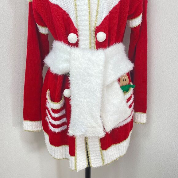 Holiday Time Womens Mrs. Santa Cardigan Top Sweater XL (16-18) Christmas Costume - Picture 3 of 14